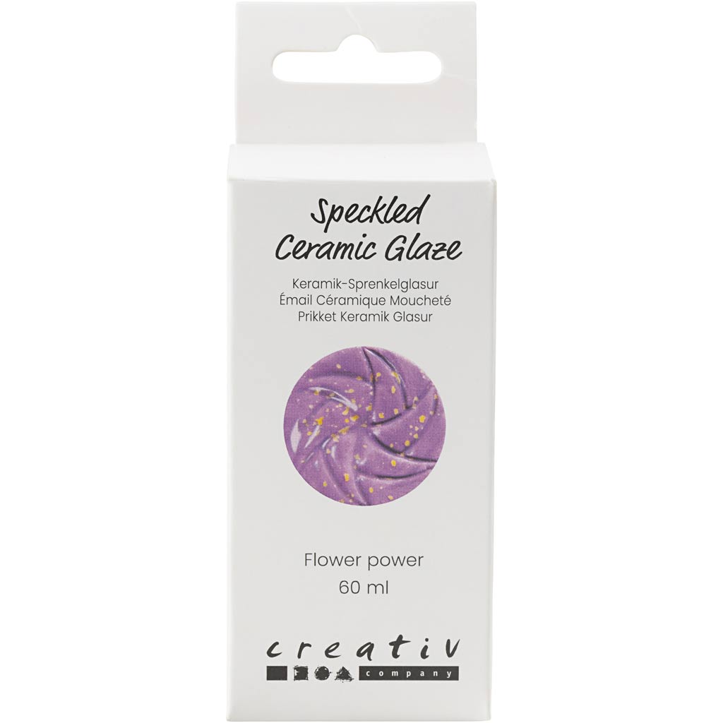 Creativ company gespikkeld keramiekglazuur, 999-1060 °c, dekkend, flower power, 60 ml 1 fles