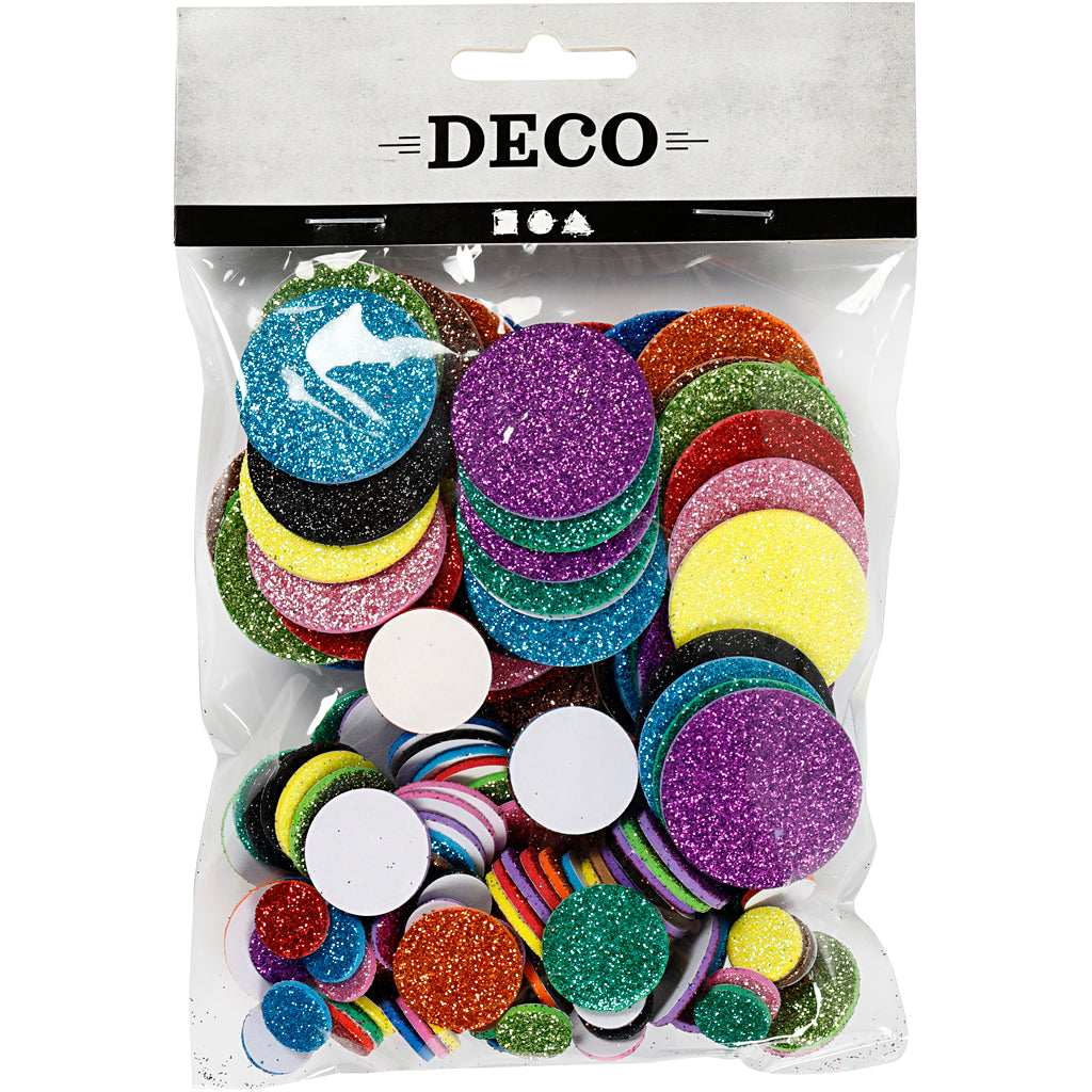 Cruthanna cúir ciorcail glitter, 150pcs.