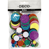 Cruthanna cúir ciorcail glitter, 150pcs.