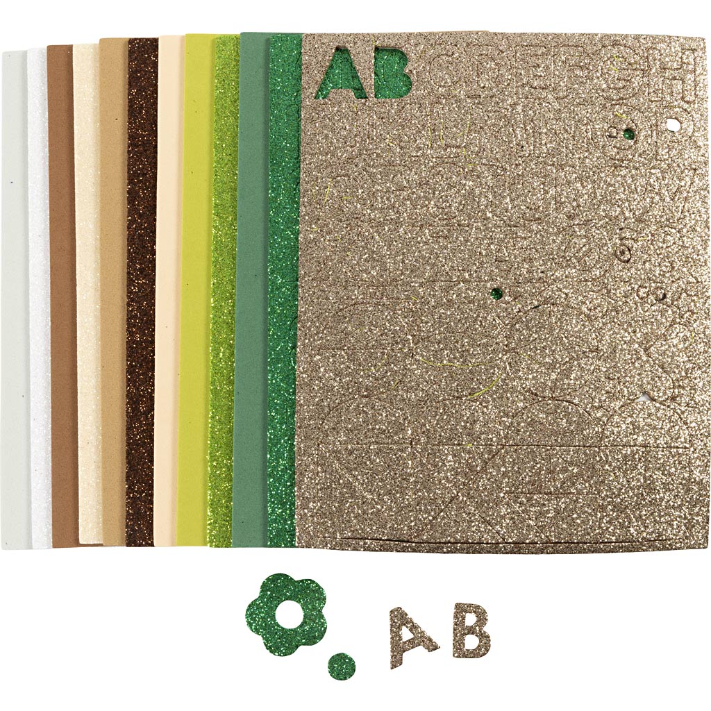 Creativ company foam sheets, size 14x25 cm, thickness 2 mm, natural colors, 12 sheets 1 box