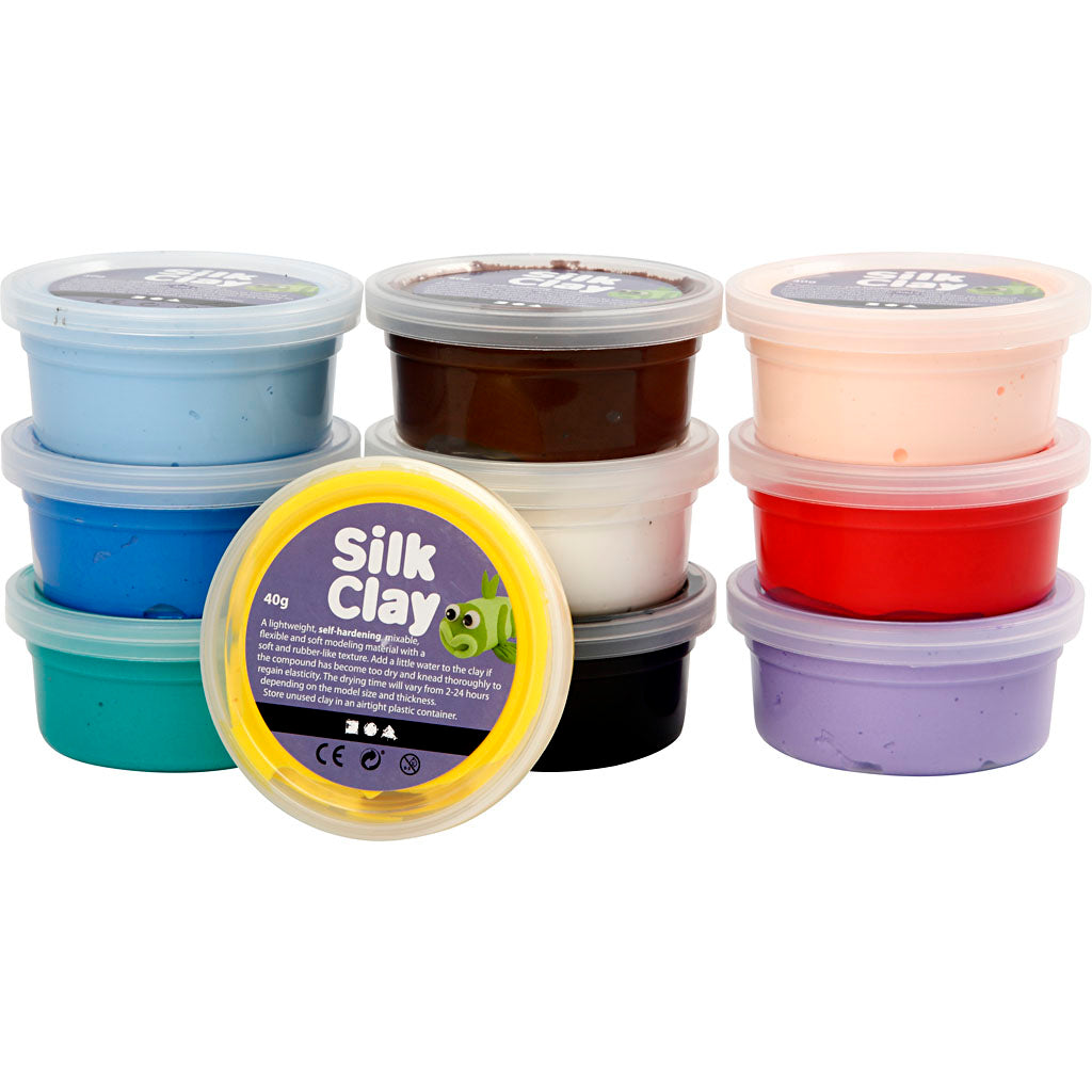Argila de seda - cores básicas, 10x40gr.