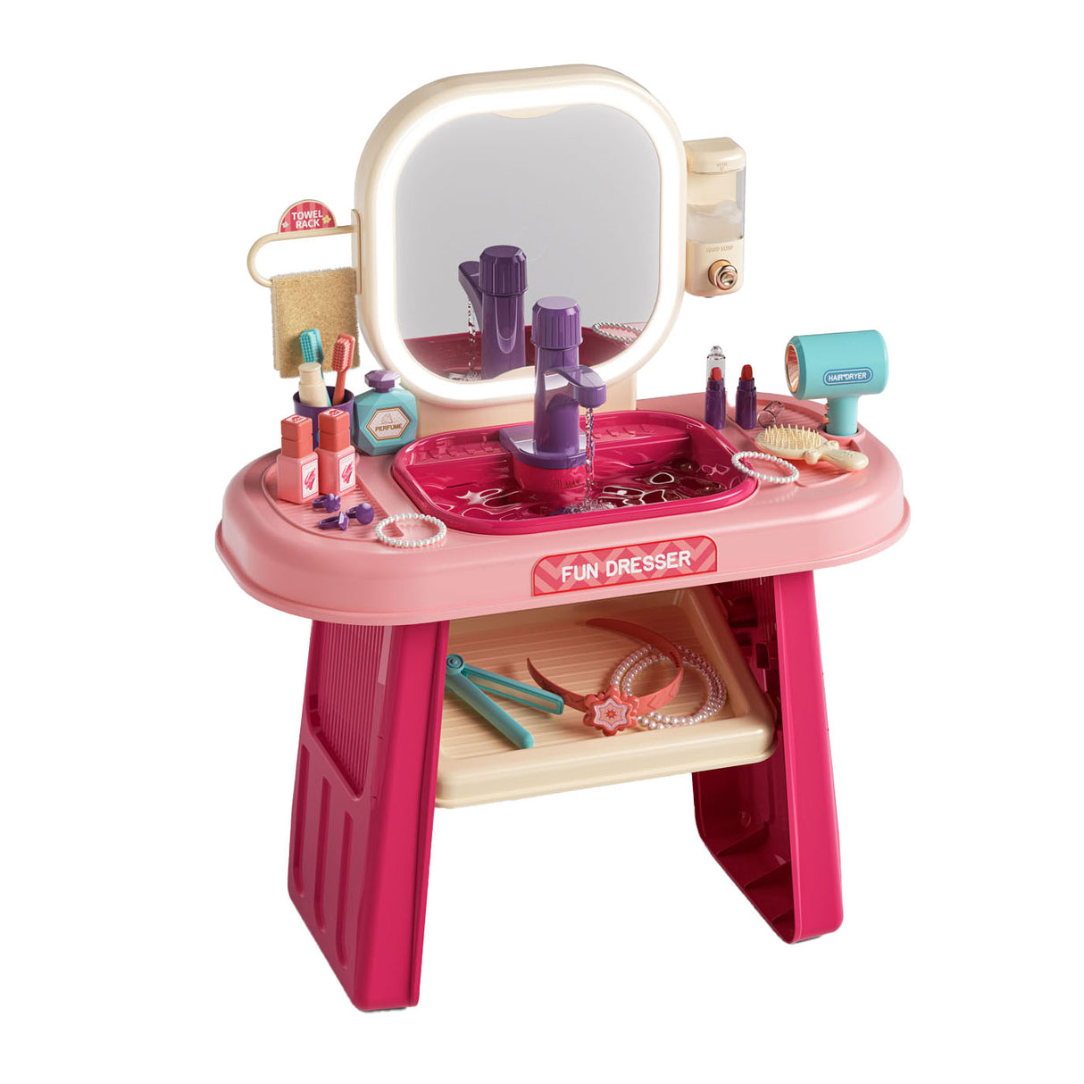 Dressing table pink with accessories