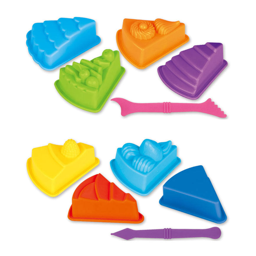 Play sand with 4 cake shapes