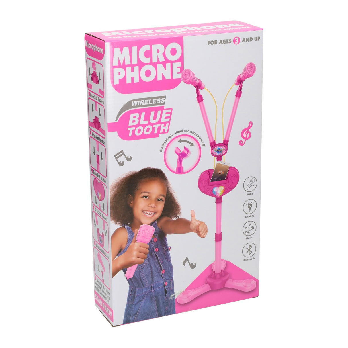 Duo microphone stand with light and sound with bluetooth