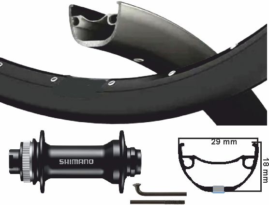 KGS Shimano Front Wheel 28 29 tommer (622) Sort gennem Axxle Centerlock 110 mm