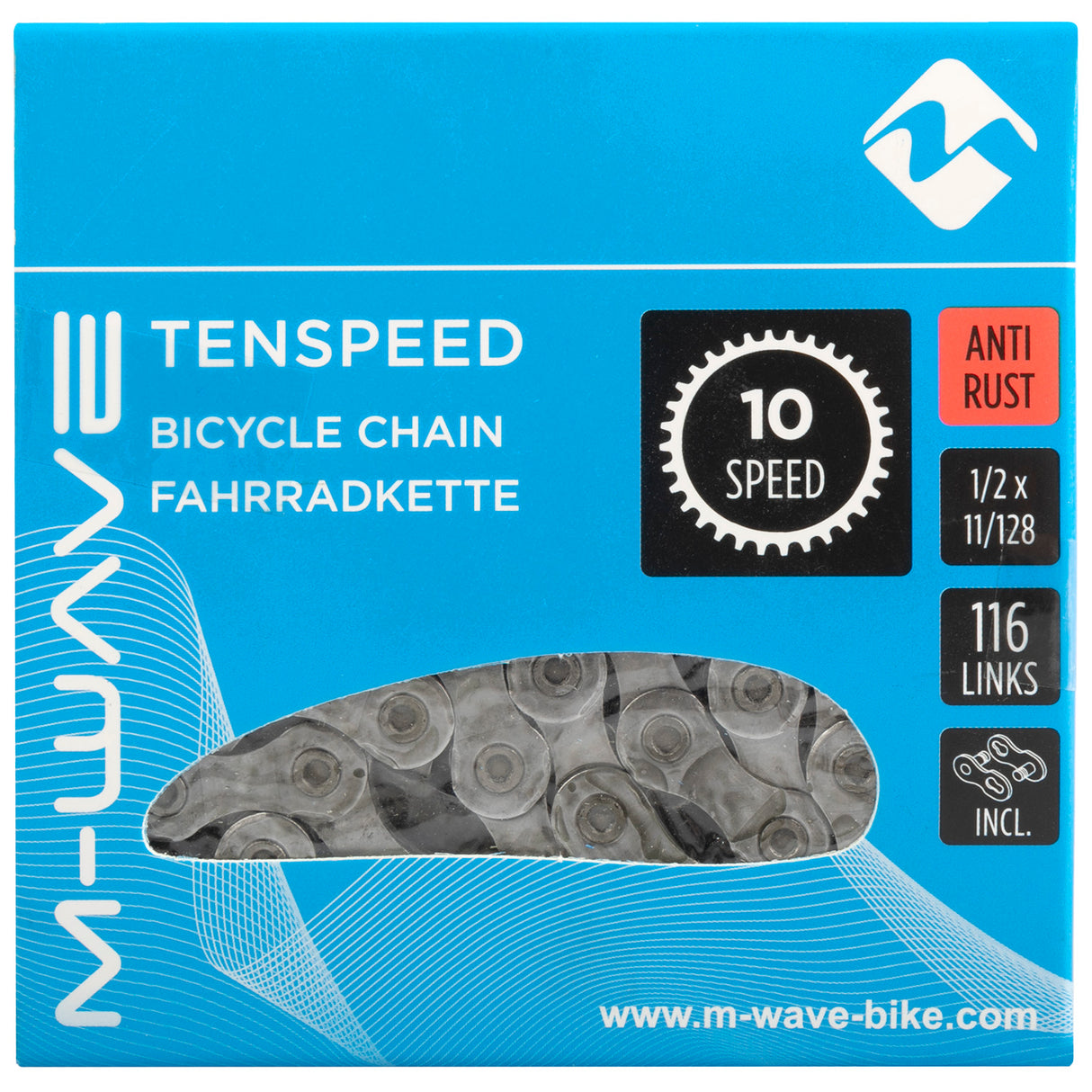 M-bølge (KMC) halskæde 10-trins 11 128 116 Schakels Anti Roest in Box