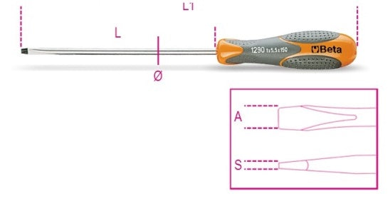 Beta 1290 Slot Screwdriver 0,5x3.0x75