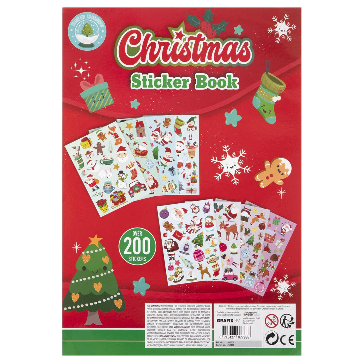 Creative Craft Group Xmas Stickerboek A4, 8 listů