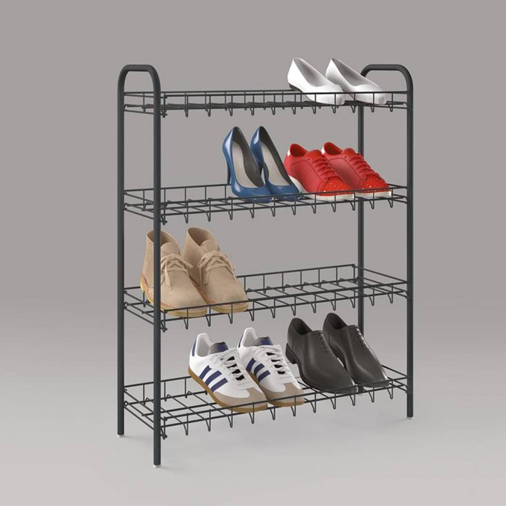 MetalTex Shoe Rack 4 Racks 64x23x80.5 cm svart