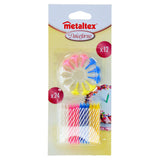 Candeline per torta Metaltex 24 pezzi e 12 supporti | 6 pezzi