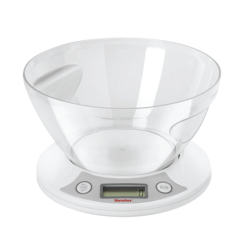 Metaltex Kitchen Helpers Pesa Digital Kitchen Scale + Bowl 2.5L White