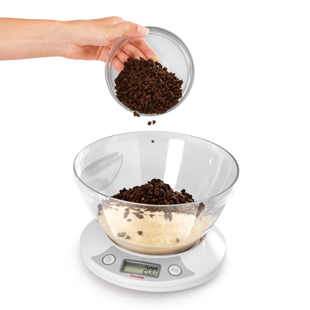 Metaltex Kitchen Helpers Pesa Digital Kitchen Scale + Bowl 2.5L White