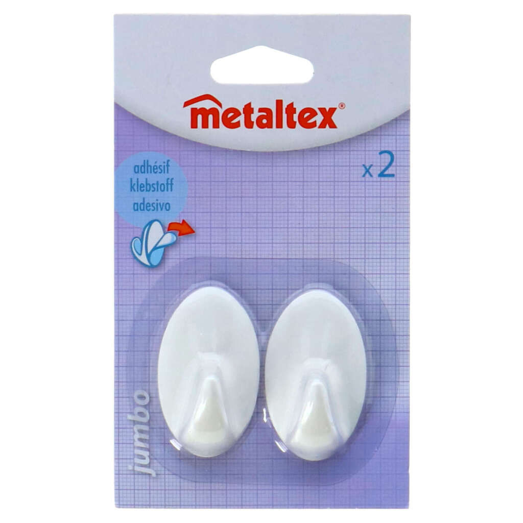 Metaltex adhesive hooks 2 pieces jumbo