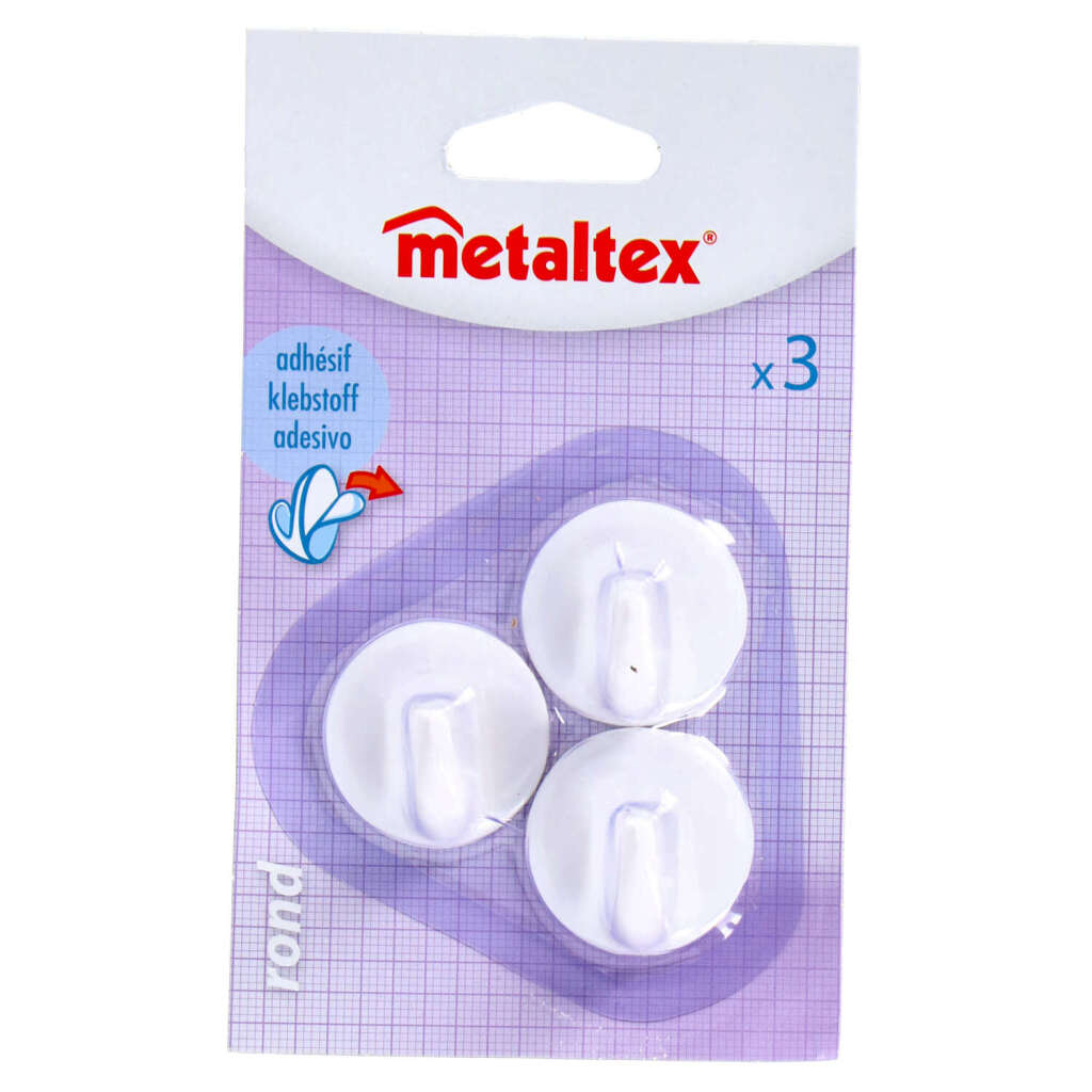Haczyki samoprzylepne Metaltex 3 sztuki białe