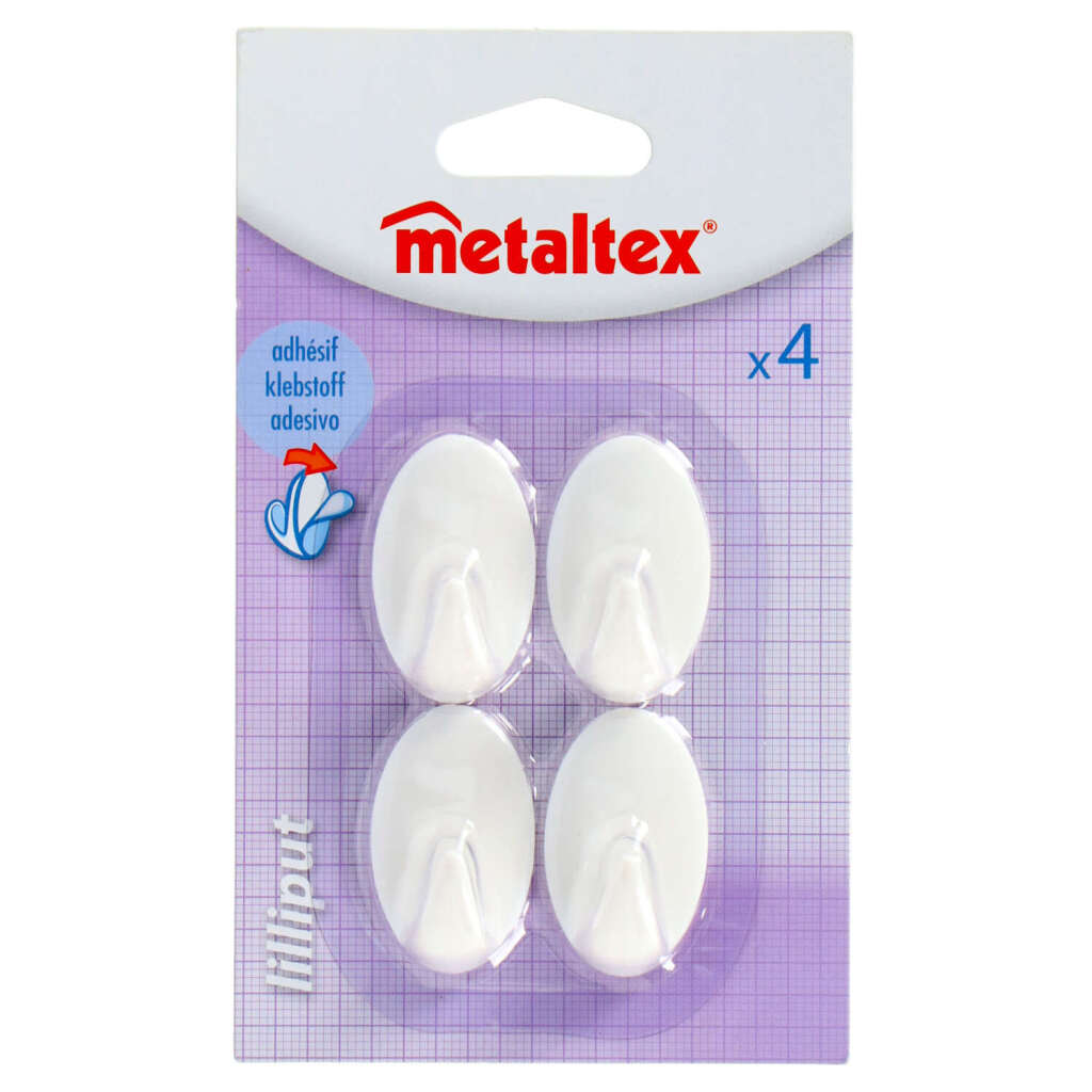 Metaltex sticky hooks 4 pieces small