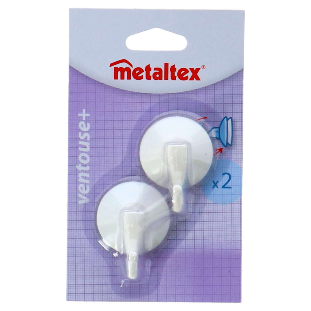 Metaltex hooks with suction cup 2 pieces white