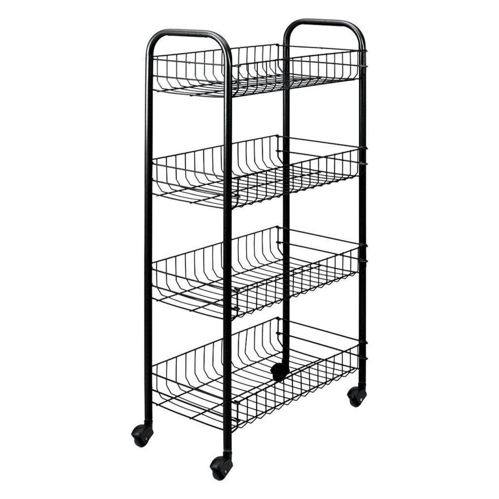 Tomado-metaltex kitchen bathroom storage trolley pisa with 4 baskets black