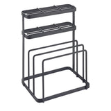 Metaltex Tokyo line rack for knives and cutting boards 16x12x22 cm black