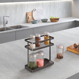 Rack Herb Metaltex 2 étages 23x11x22 cm en métal noir