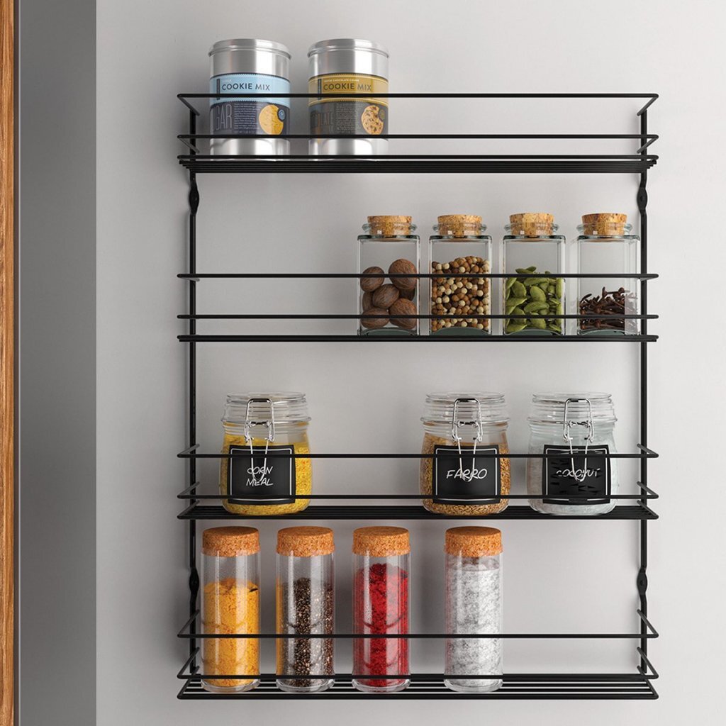 Metaltex Metaltex Pepito 4 Wall Spice Rack 4 etasjer 36x8x45 cm svart
