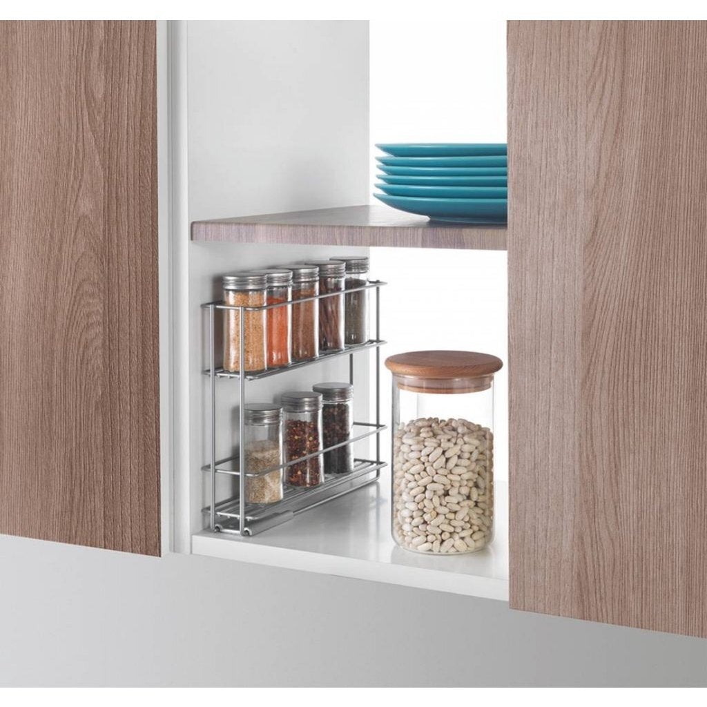 Metaltex Space Space Smart Smart Kichen verlängertem Gewierz Rack 6x2x22 cm sëlwer