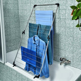Metaltex cervino plus drying rack for bath rim 10 m drying line silver black