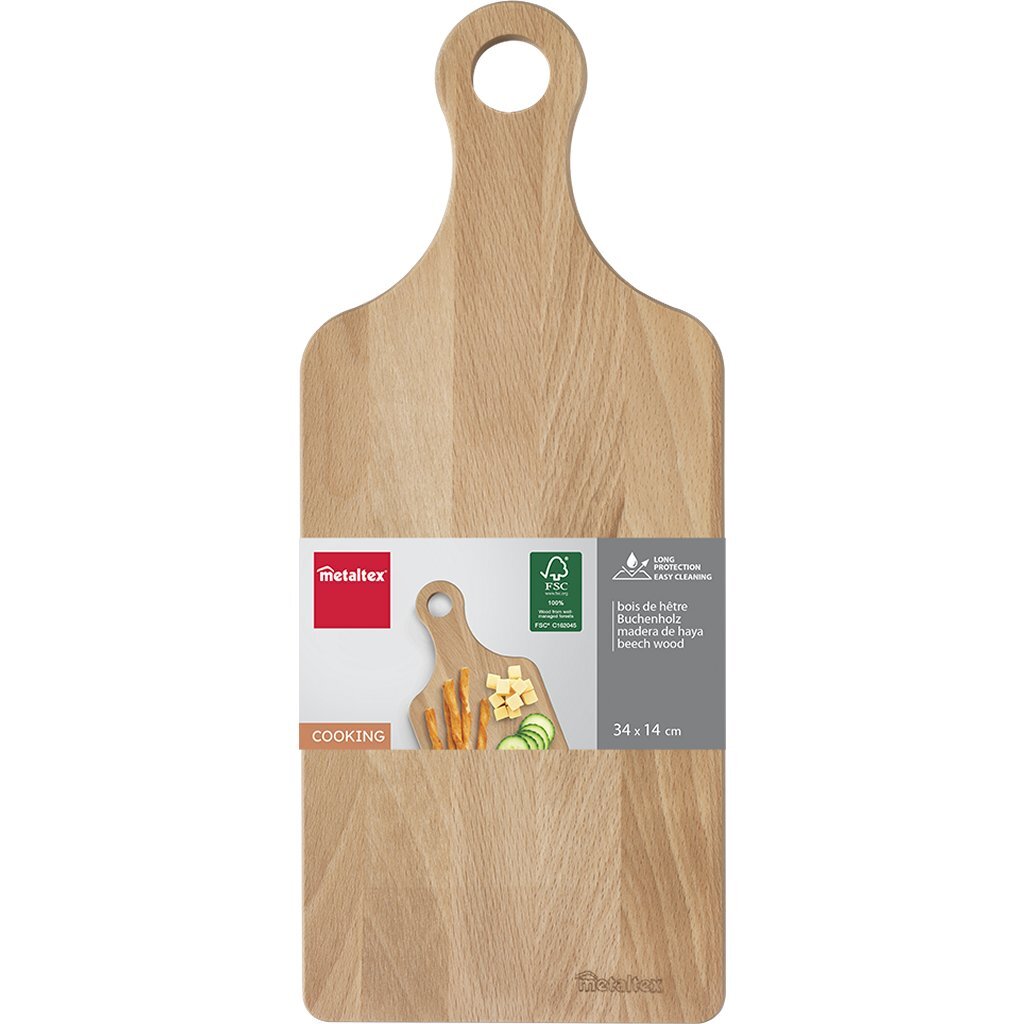 MetalTex Beechhouten Plank med håndtak 34x14 cm