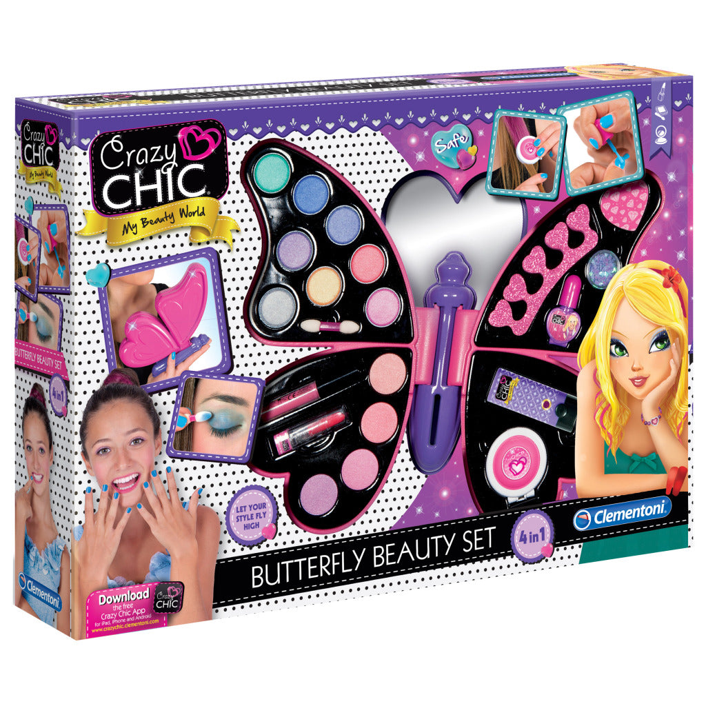 Clementoni Crazy Chic Butterfly BeautySet makeup suitcase