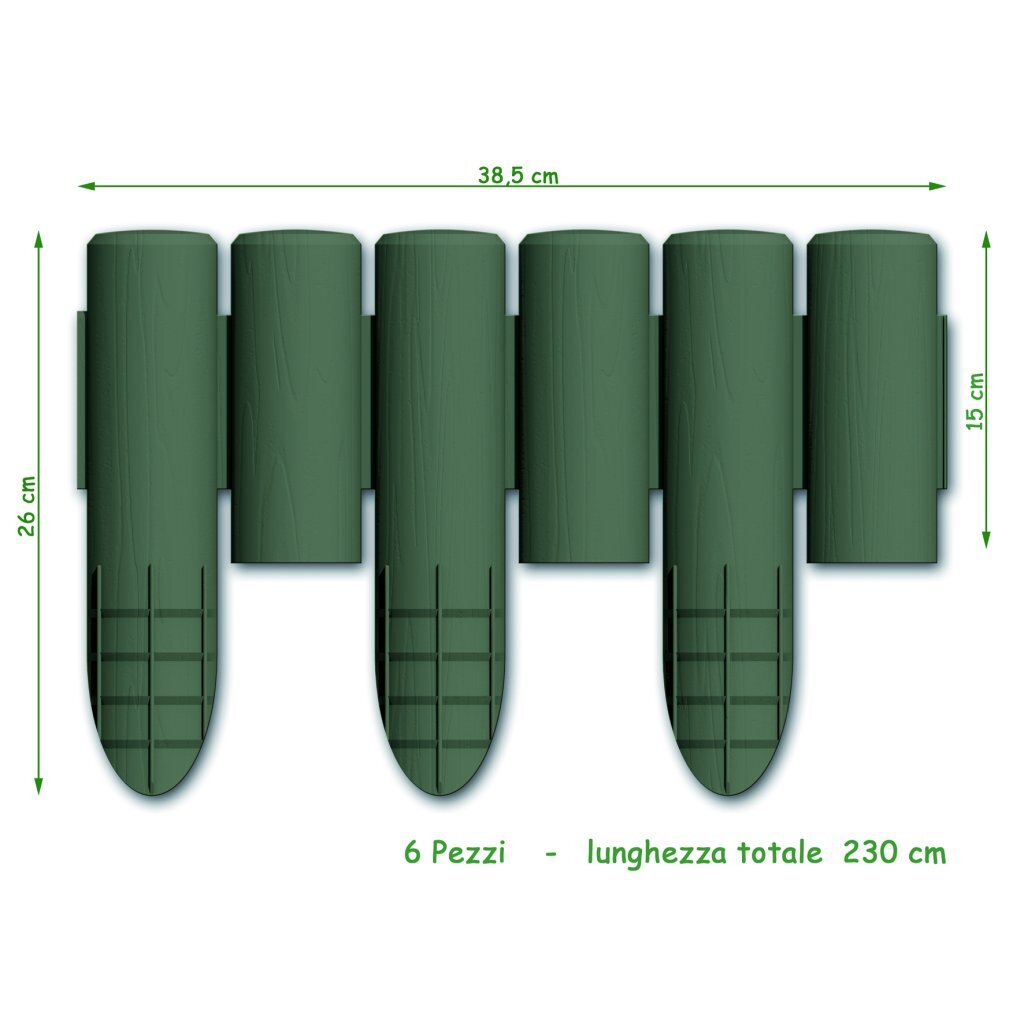 Bama Garden Modular Rand Imitation Wood 38,5x15 cm 6 kusů zelené