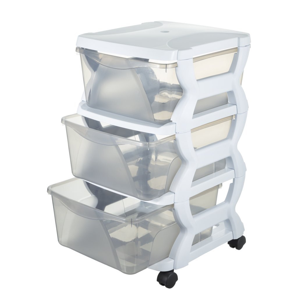 Bama Insieme drawer system with wheels 3 drawers 36x40x62 cm white transparent