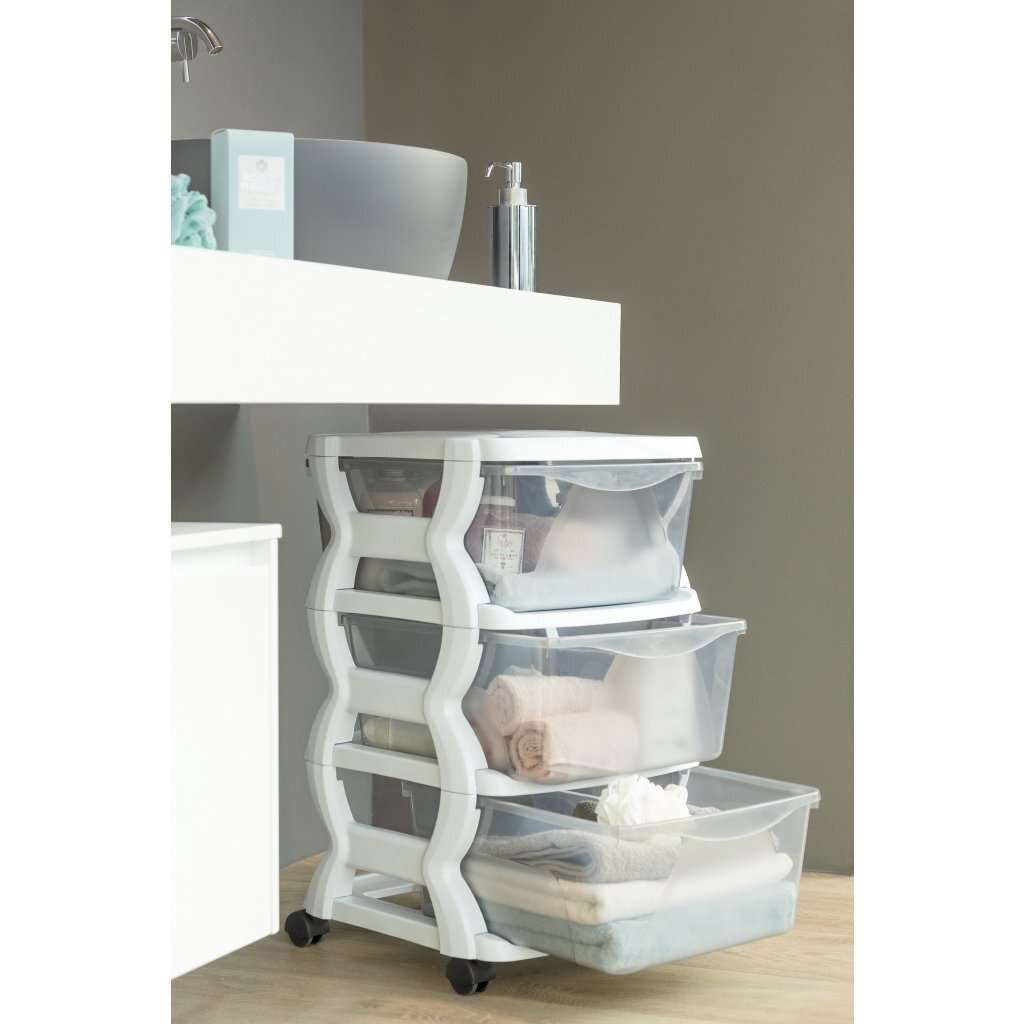 Bama Insieme drawer system with wheels 3 drawers 36x40x62 cm white transparent