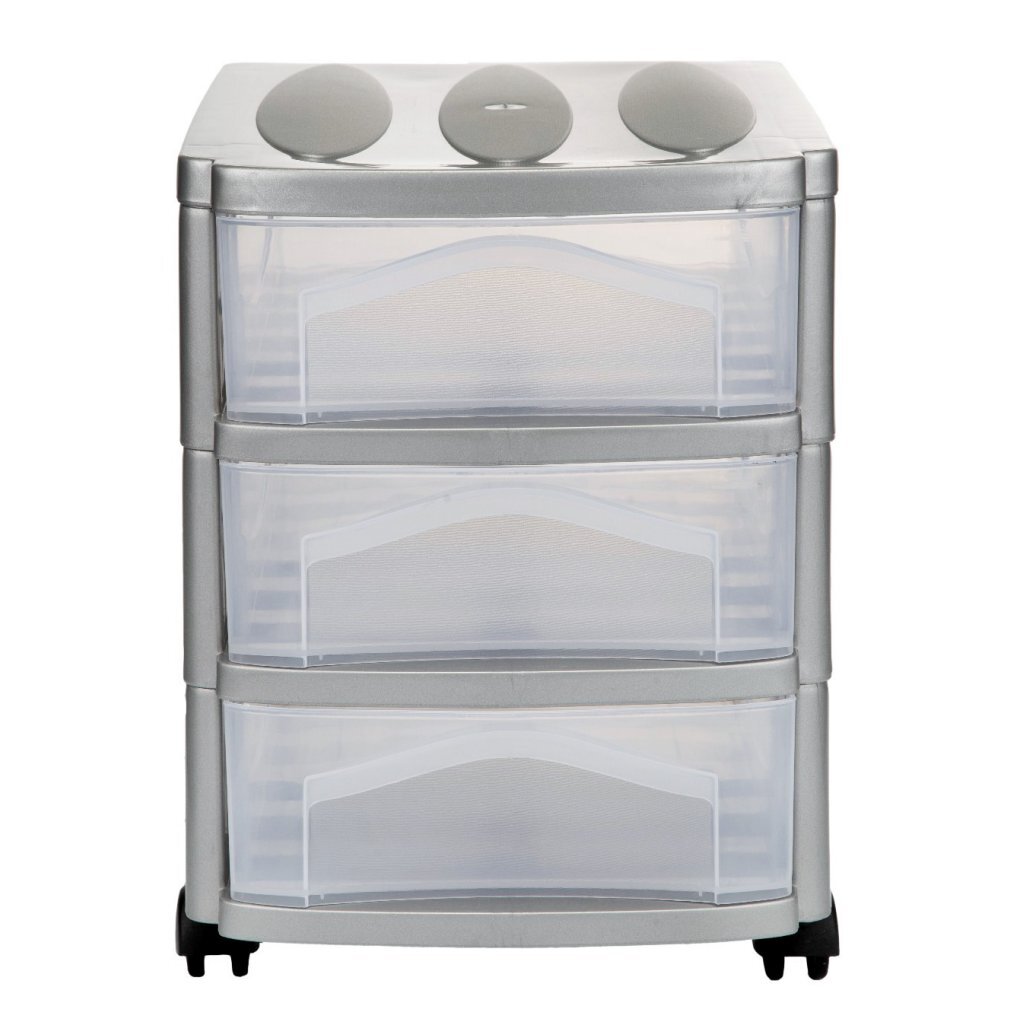 Bama big hobby drawer system with 3 drawers 30x30x40 cm silver white