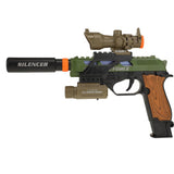 Toi-toys Alfafox military pistol with silencer + flashlight + light and sound