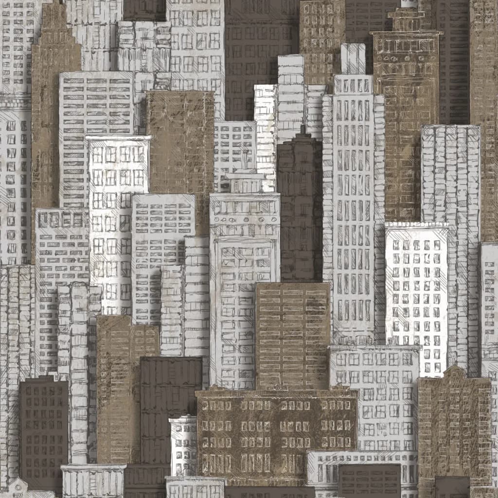 Noordwand Wallpaper Urban Friends Coffee City Apartments White and Gold