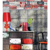 Nordwand Tapete Urban Friends Kaffee Werbetafeln klein blau und rot