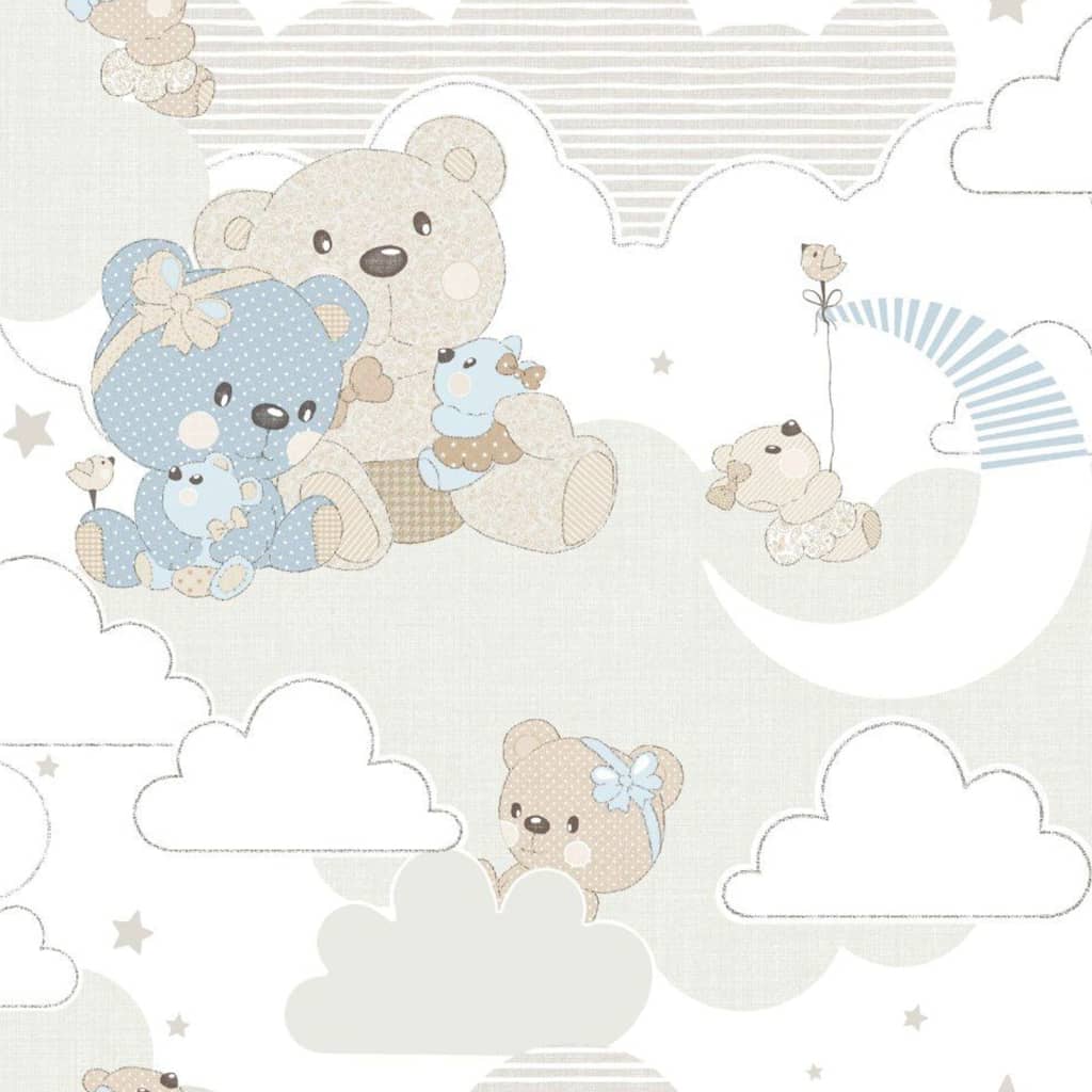 Wallpaper North Wall Noord Wallpaper Baby Hug Bears Blue and Beige