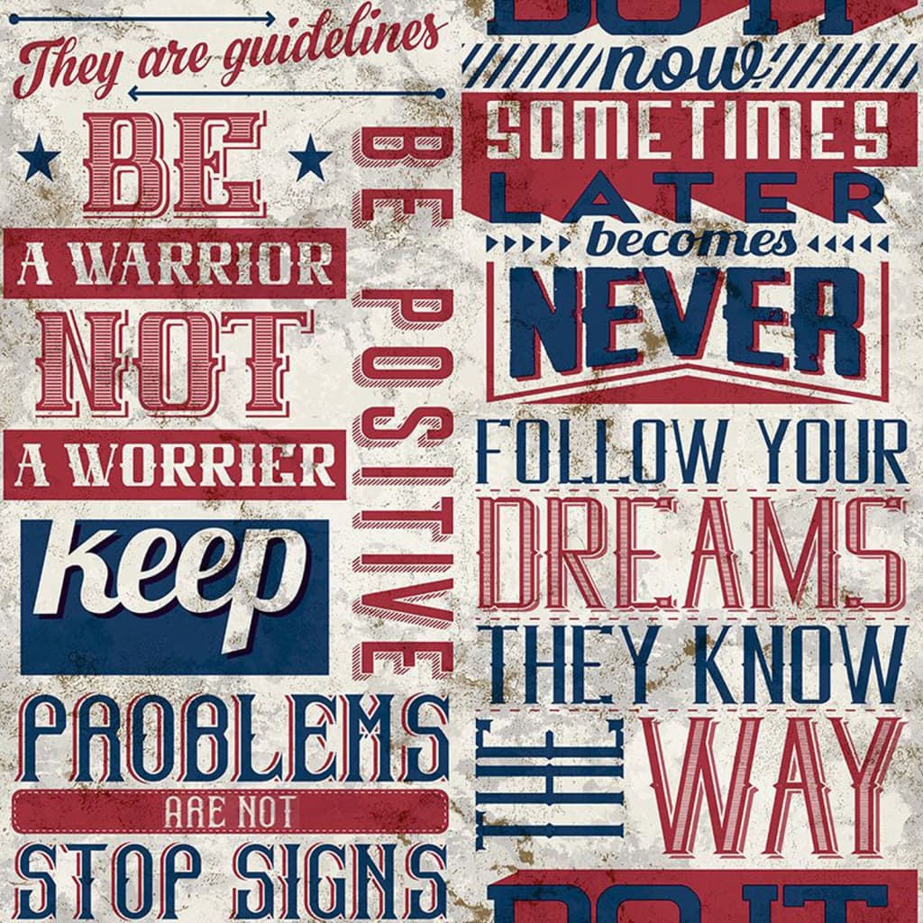Noordwand Wallpaper Noordwand Friends Coffee Words and Letters Red and Blue