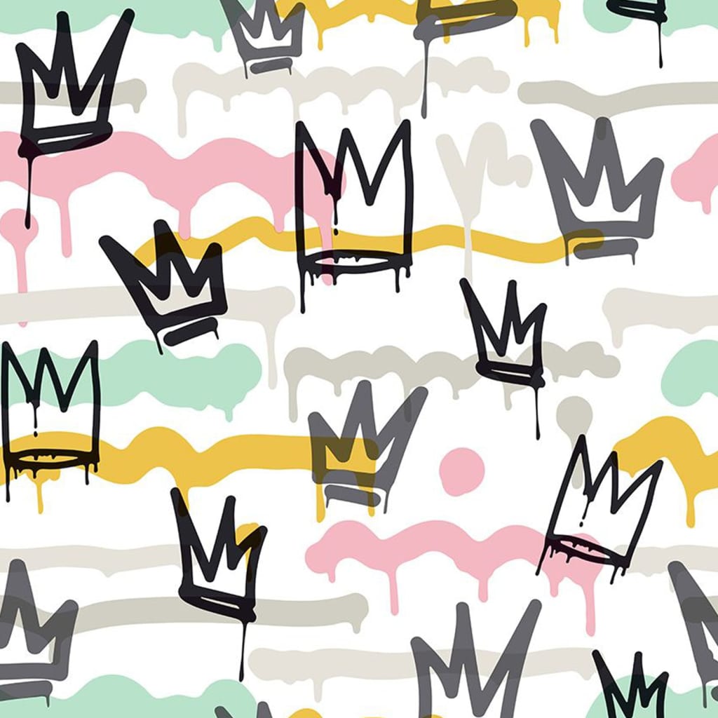 North Wall Wallpaper Friends Coffee Sith Graffity and Crowns Black White