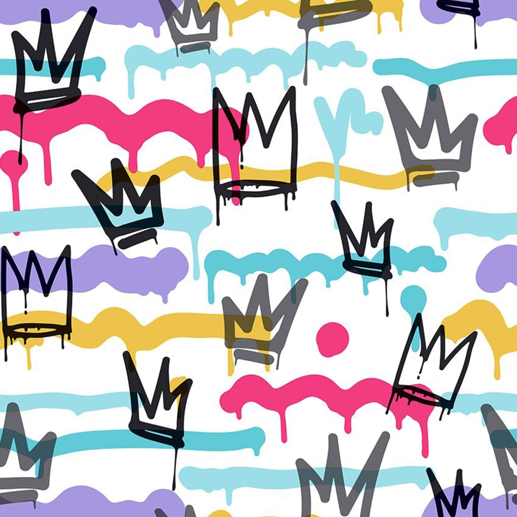 Noordwand nordwwn wallpaper Frënn Kaffi Sith Graffia a Krounen wäiss schwaarz