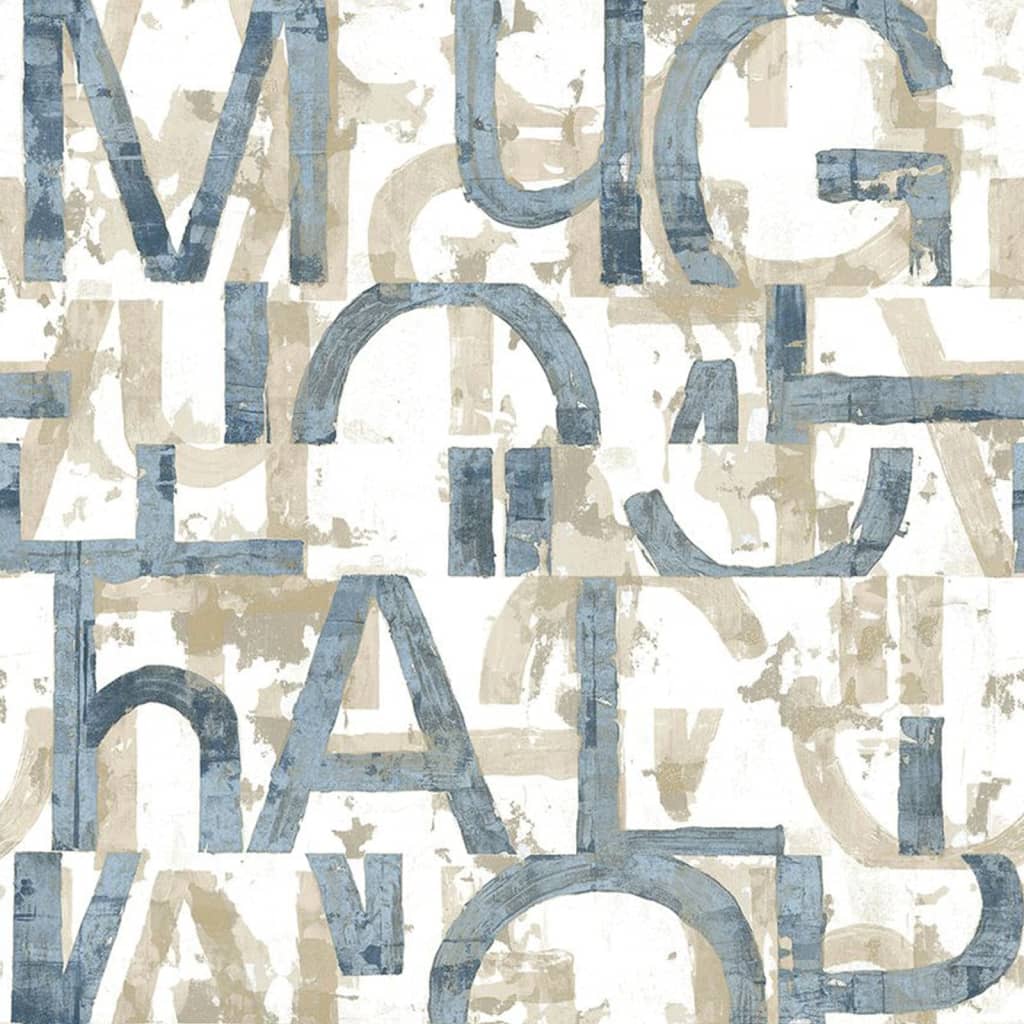Noordwand Wallpaper Noordwand Friends Coffee parole e lettere blu e metalliche