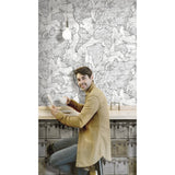 Noordwand Noordwand Wallpaper Friends Coffee Boxes and Locks Metallic and Gray