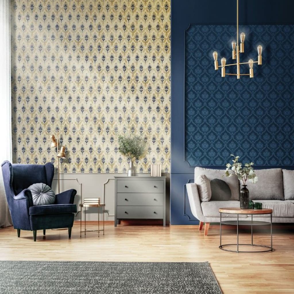 Noordwand Noordwand Wallpaper Topchic Ornaments Navy Blue