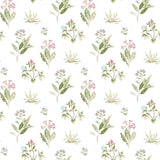 North Wall Wallpaper Blooming Garden 6 Fleurs et plantes blanches et vertes
