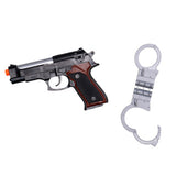 La polizia ha set di manette e pistola con luce e suono