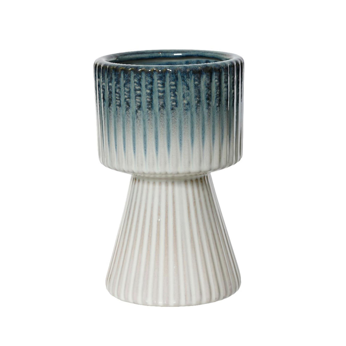 Vaso da fiori Decoris in ceramica ø12x19,5cm blu bianco