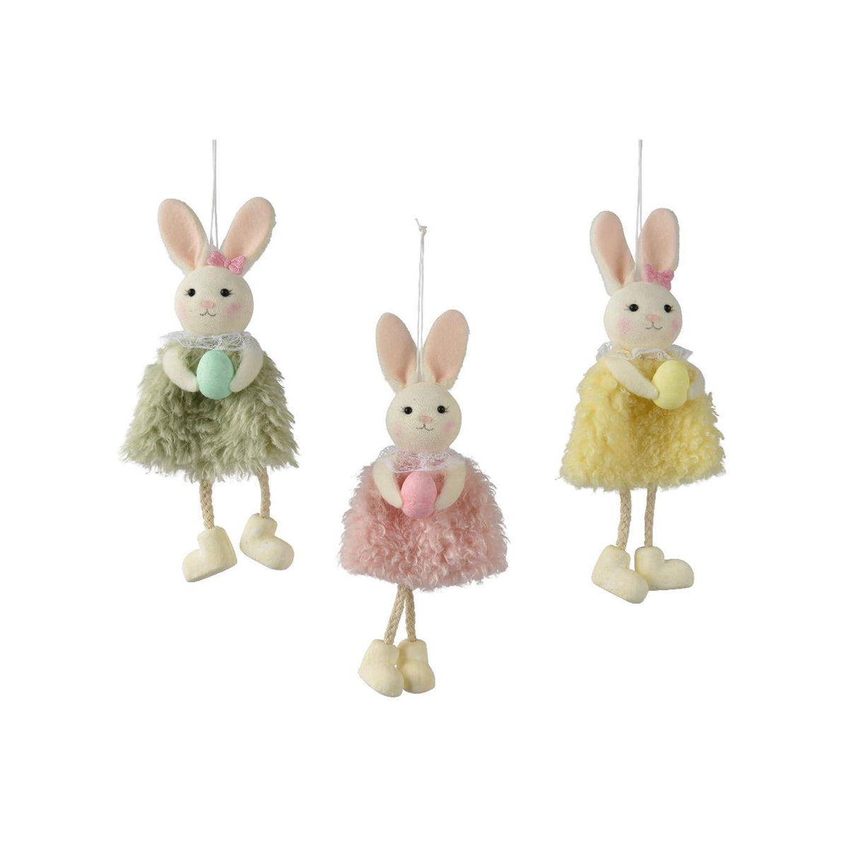 Decoris hangdecoratie konijn polyester 9x3x19cm