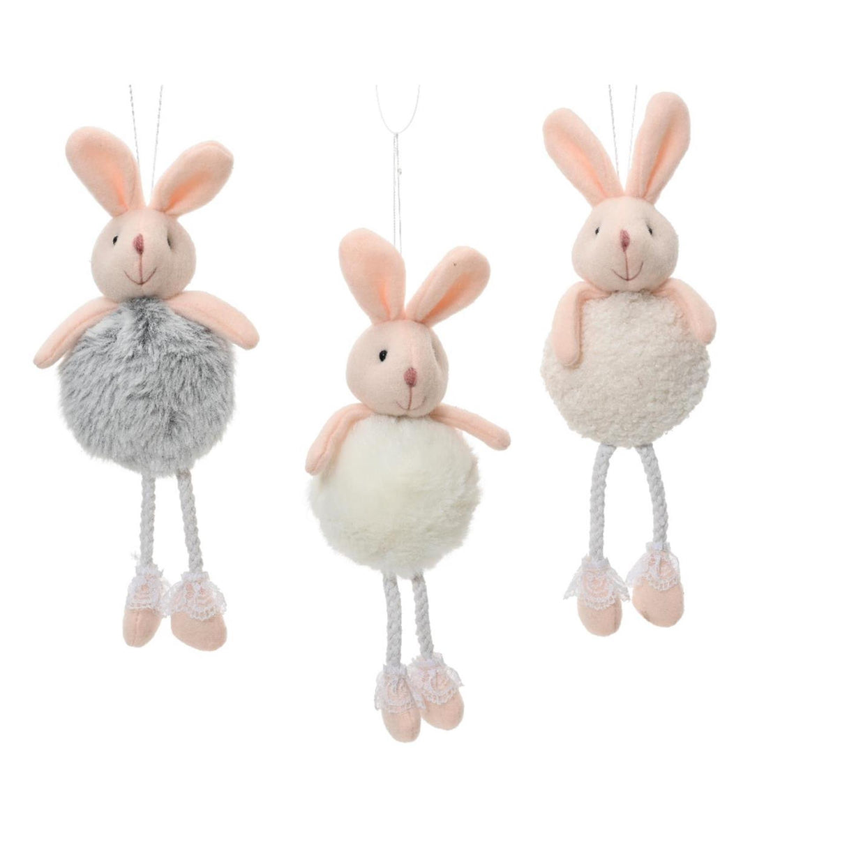 Decoris paashanger konijn polyester 24cm wit