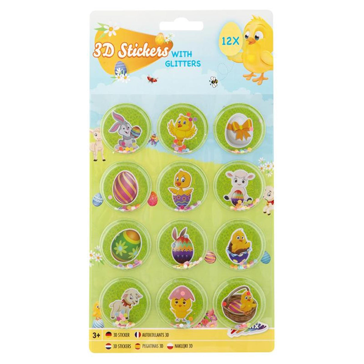 Creative craft group 3D Easter stickers with glitter, 12 pcs.