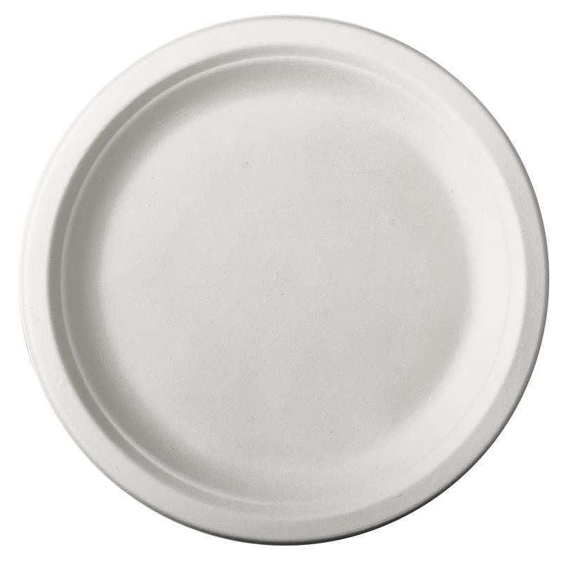 Papstar 12 assiettes canne à sucre pure dia 23cm blanc