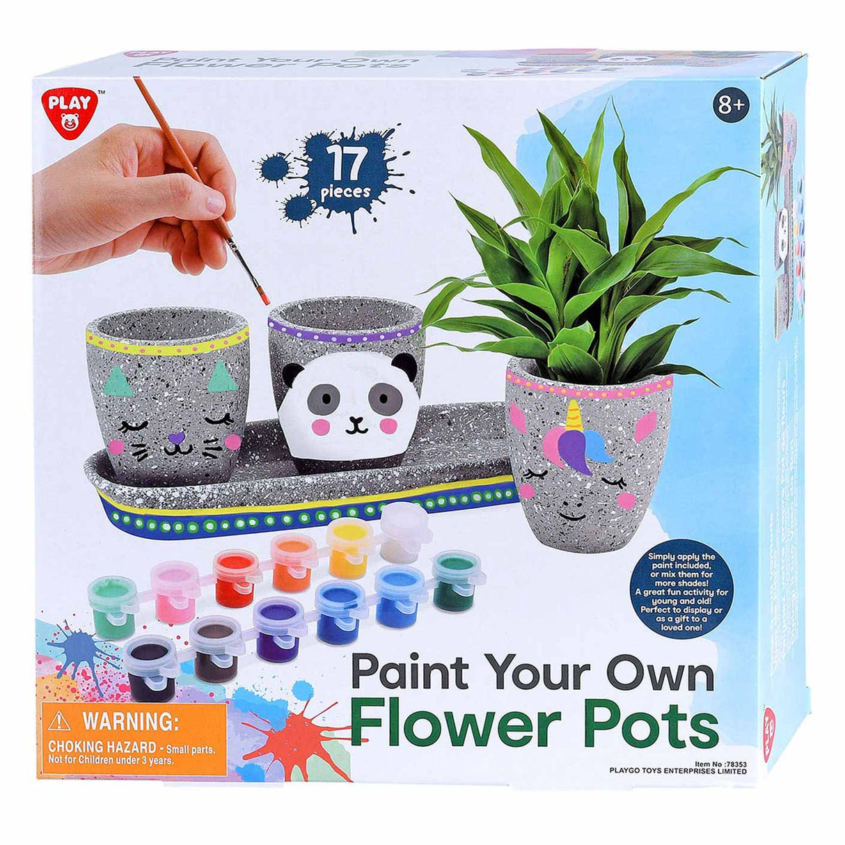 Playgo paint your own cement plant pots - 17pc.